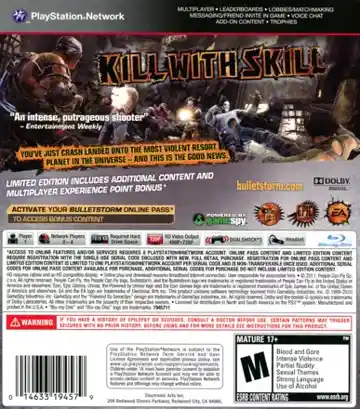 Bulletstorm - Limited Edition (USA) (DLC) box cover back